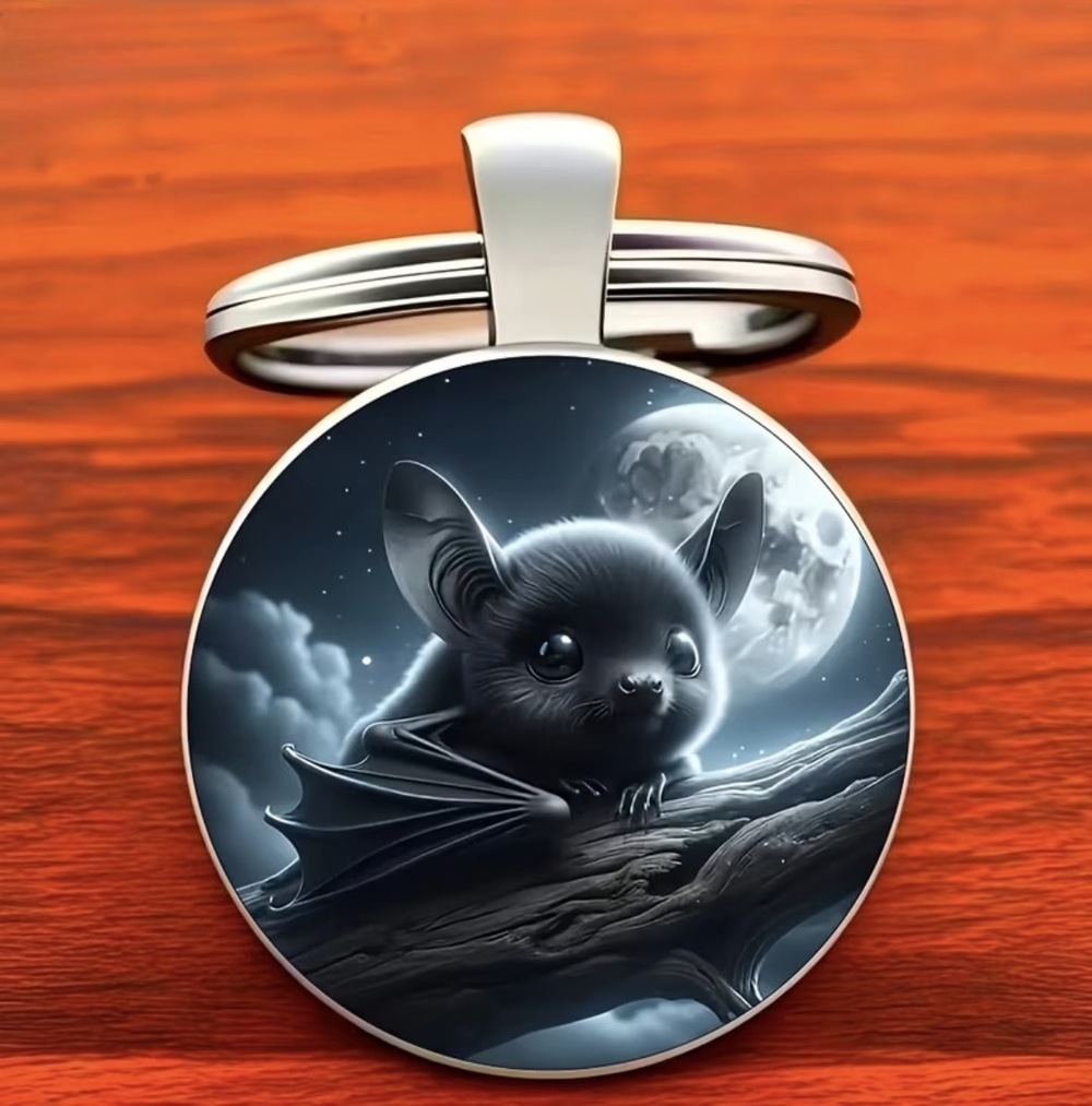 3/$25 Gothic Bat Full Moon Keychain NEW